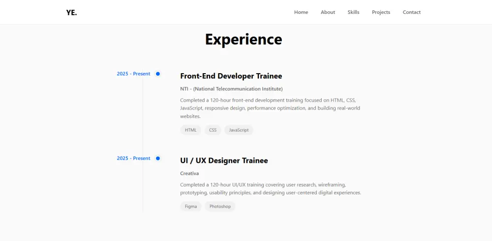 تصميم موقع بورتفوليو شخصي احترافي متجاوب باستخدام HTML و CSS و JavaScript