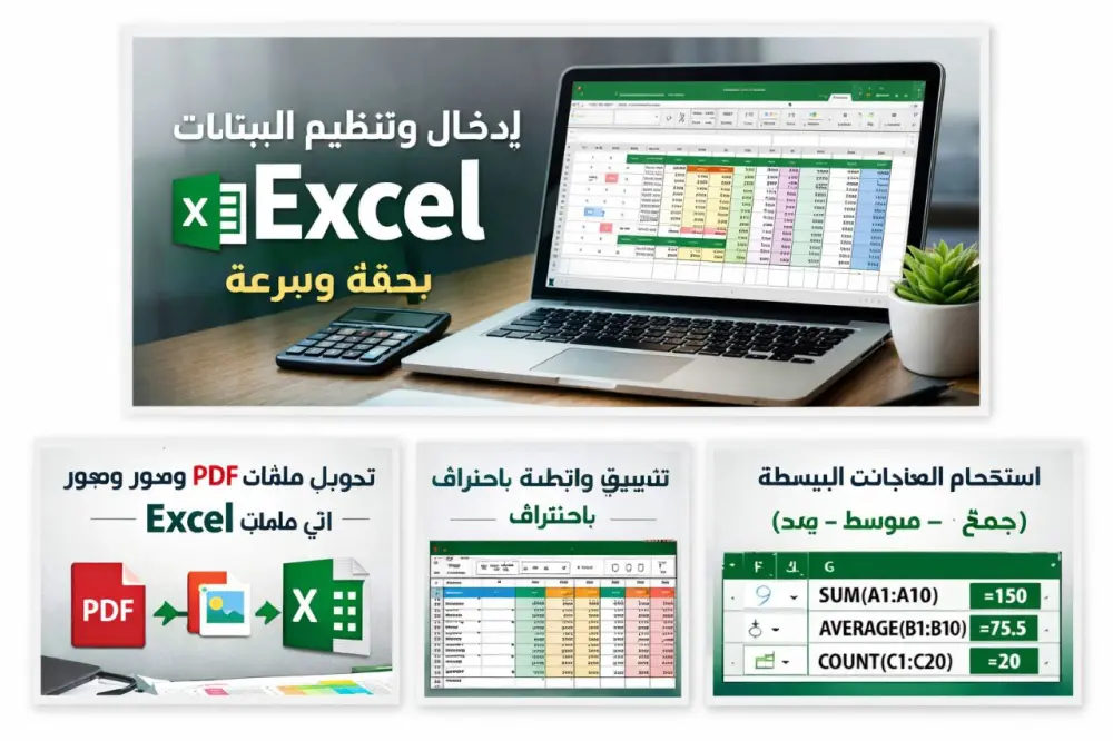 ادخال وتنظيم البيانات علىexcel بدقة وبسرعه
