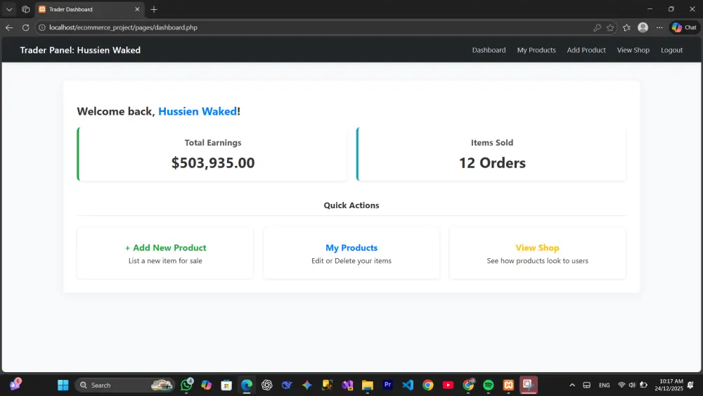 سأقوم ببرمجة متجر إلكتروني بسيط به لوحة تحكم مخصصة للتجار من الصفر باستخدام تقنيات PHP و MySQL، لتسهيل إدارة أعمالك وتجارتك عبر الإنترنت بكفاءة عالية.