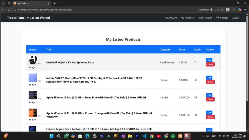 سأقوم ببرمجة متجر إلكتروني بسيط به لوحة تحكم مخصصة للتجار من الصفر باستخدام تقنيات PHP و MySQL، لتسهيل إدارة أعمالك وتجارتك عبر الإنترنت بكفاءة عالية.