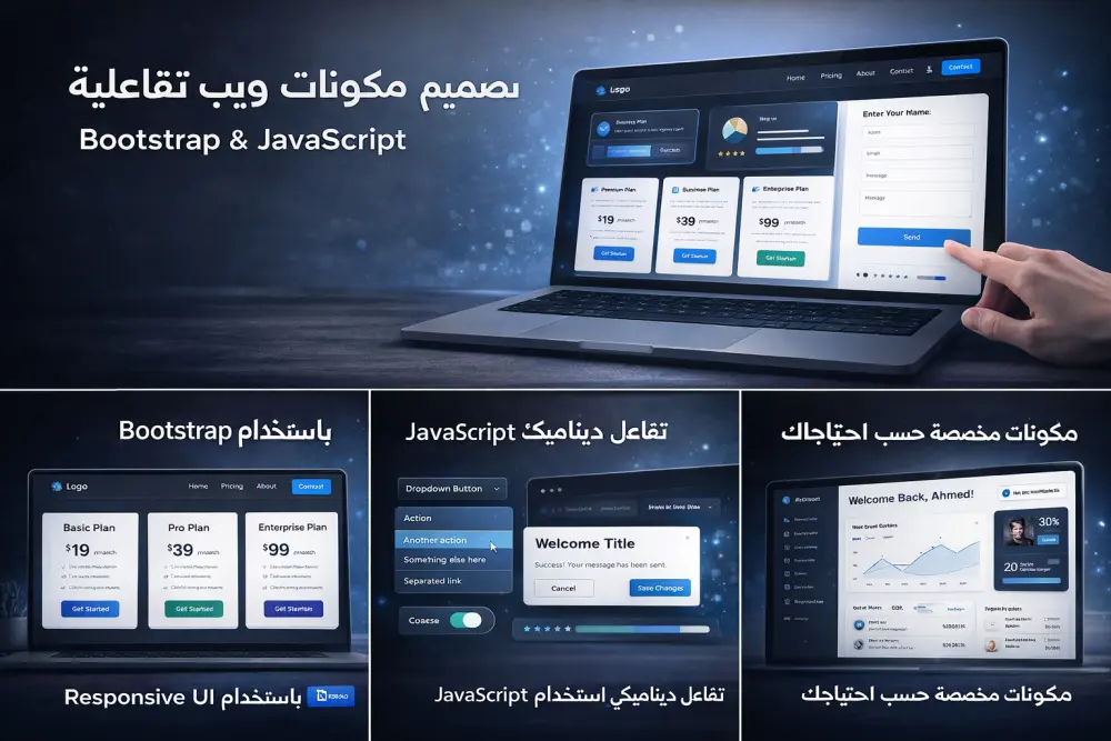 تصميم وبناء مكونات ويب (Components) تفاعلية باستخدام Bootstrap وJava Script