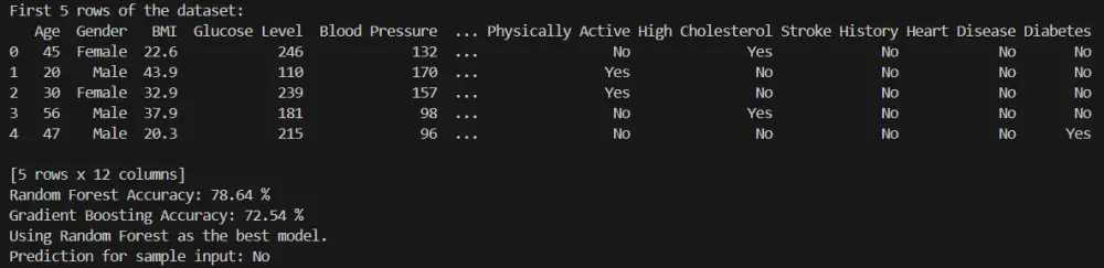 تحليل بيانات الصحة وبناء نموذج تنبؤ بالسكري باستخدام التعلم الآلي