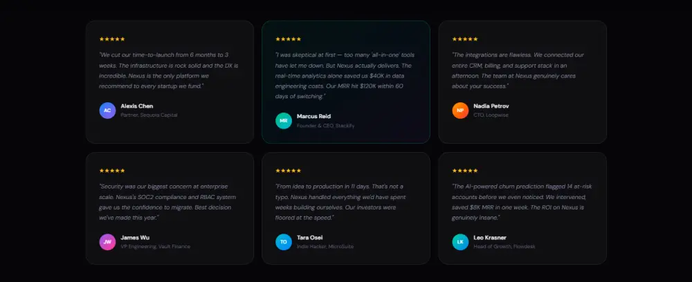 سوف تحصل على قالب Landing Page احترافي متكامل مخصص لعرض منتجات أو خدمات SaaS بشكل حديث وفخم، جاهز للاستخدام مباشرة أو التعديل عليه بسهولة.