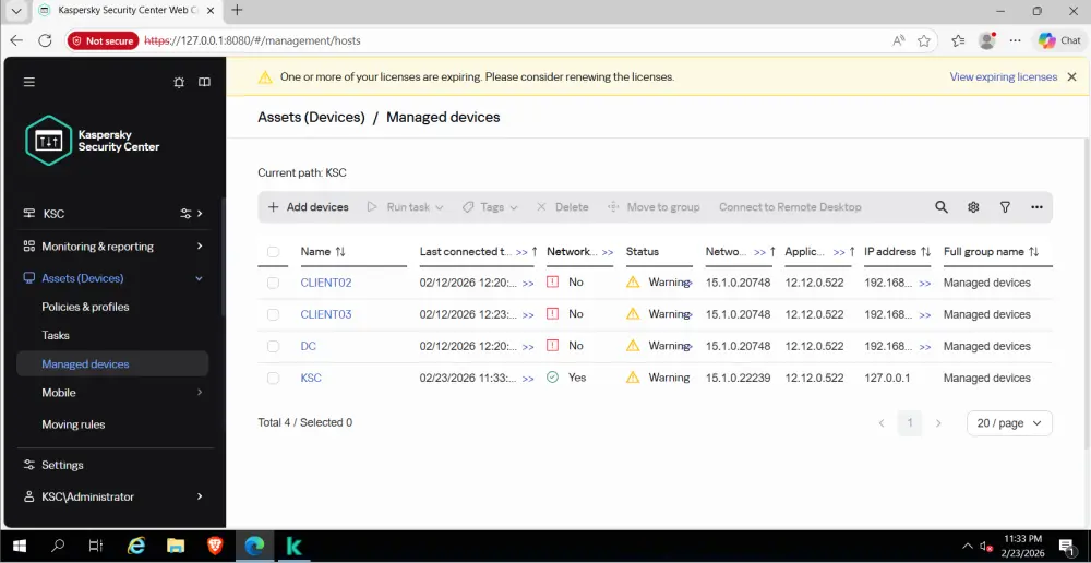 أقدم خدمة مراقبة وتحليل التنبيهات الأمنية وحماية أجهزة المستخدمين باستخدام Kaspersky Solutions