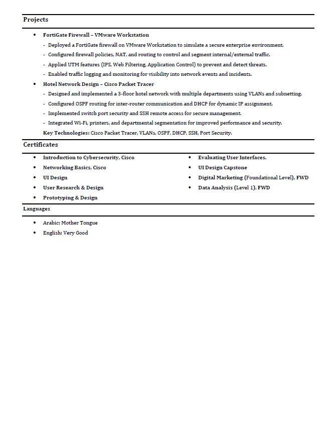 إنشاء سيرة ذاتية احترافية باللغة الإنجليزية