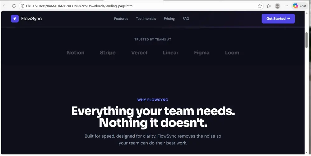 تصميم landing page باستخدام Html, CSS, JS