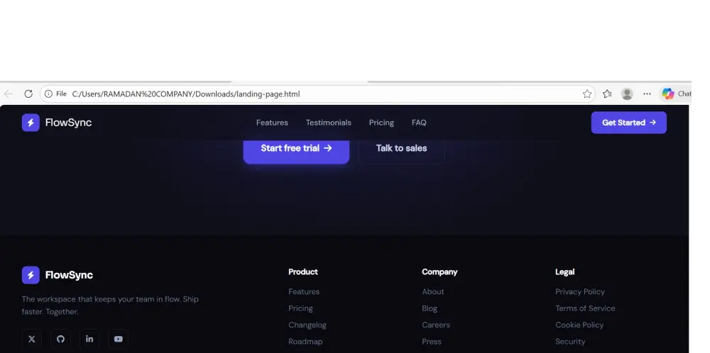 تصميم landing page باستخدام Html, CSS, JS