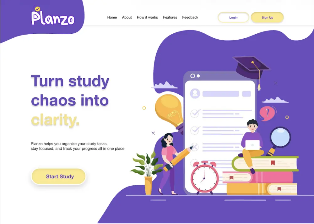 تصميم Landing Page احترافية لموقع مذاكرة UI/UX