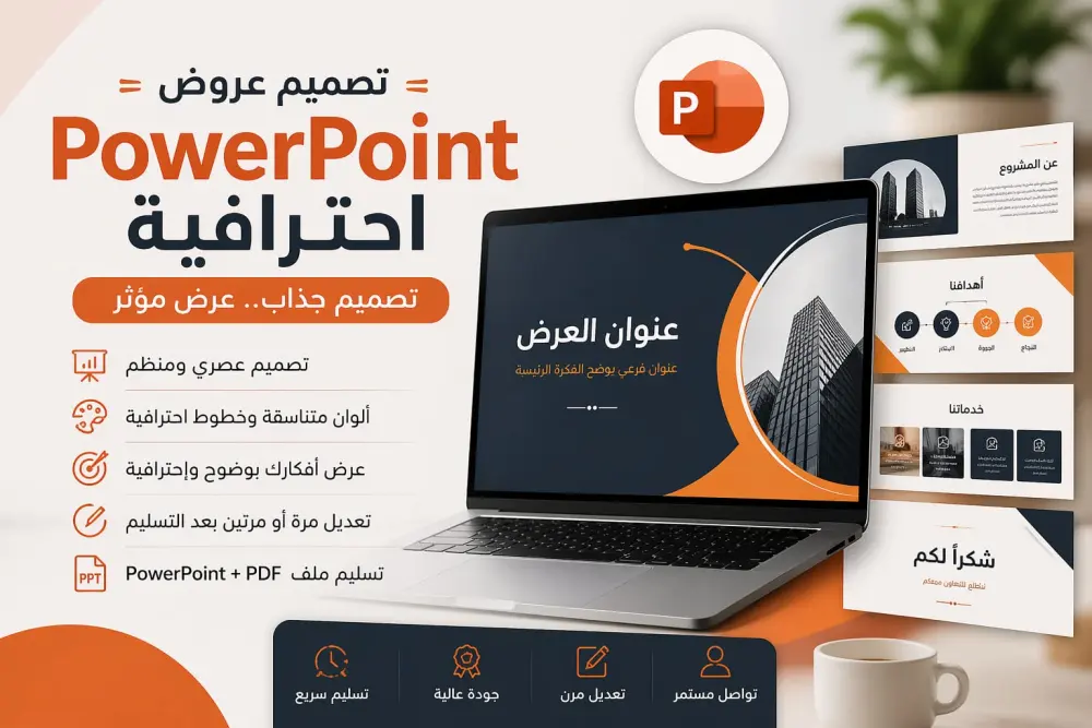 خدمة تصميم وتعديل عروض PowerPoint بإحترافية