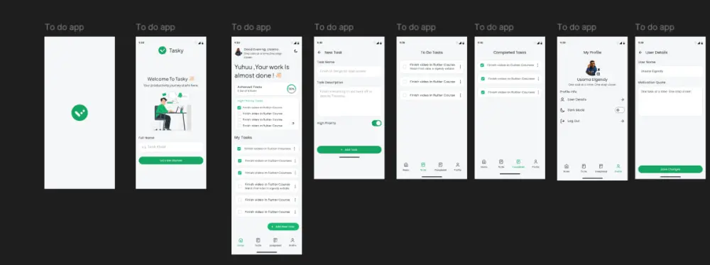 تحويل تصميم 3 شاشات تطبيق إلى كود Flutter احترافي