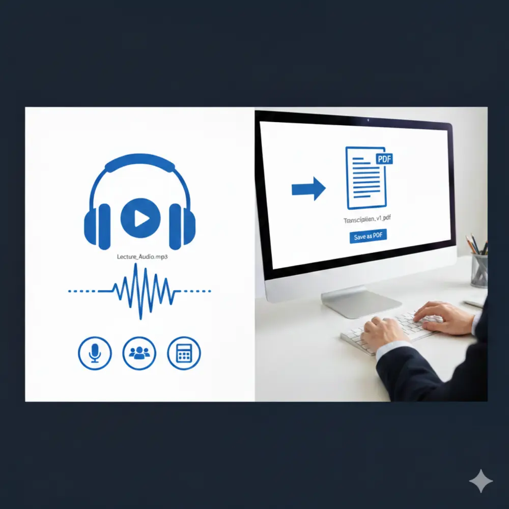 تحويل مقطع صوتي 30 دقيقة الى مستند PDF مقابل 5$ فقط