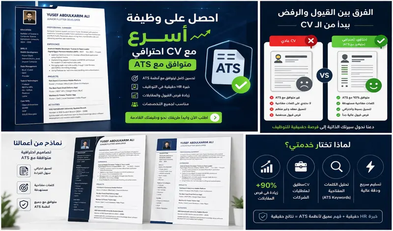 CV احترافي متوافق مع ATS يضاعف فرص قبولك في الوظائف
