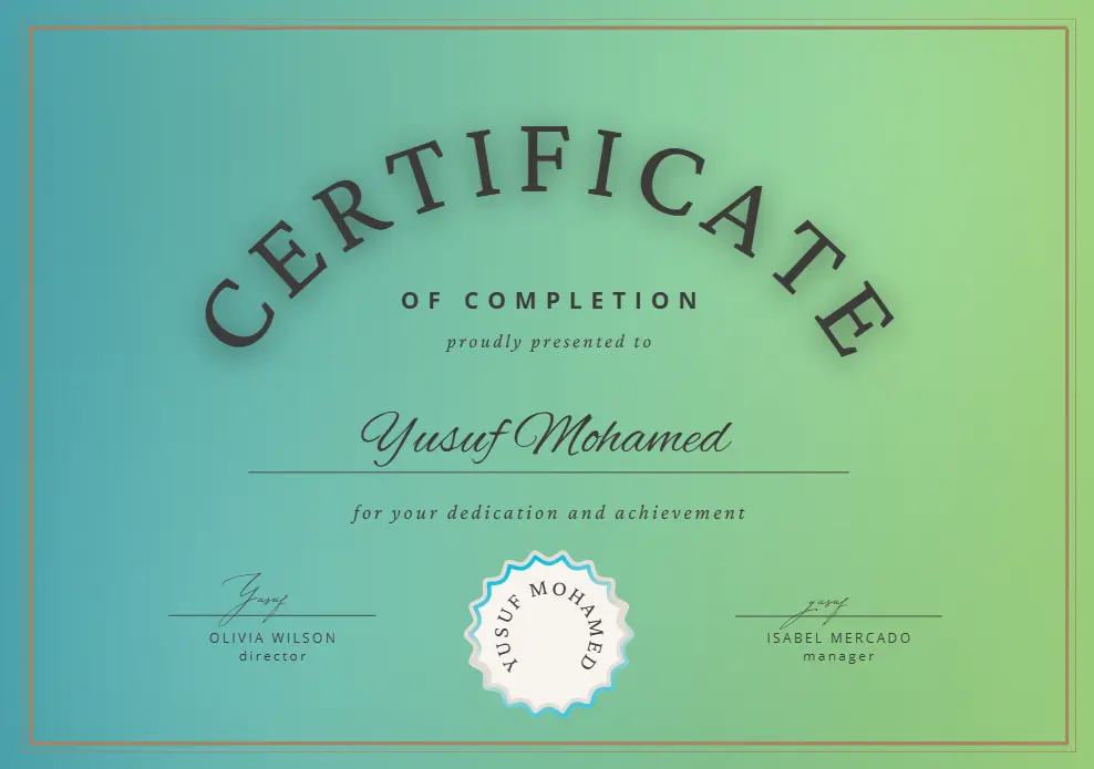 تصميم شهادات تقدير احترافية باللغة الإنجليزية