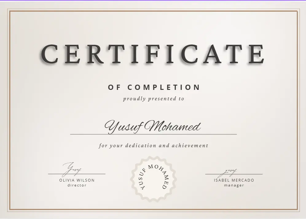 تصميم شهادات تقدير احترافية باللغة الإنجليزية