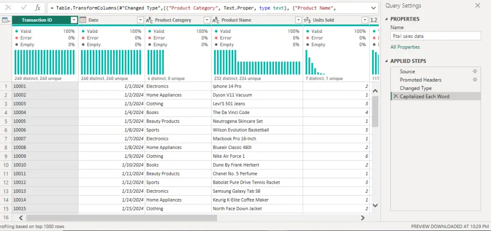 تنظيف بيانات باستخدام power bi