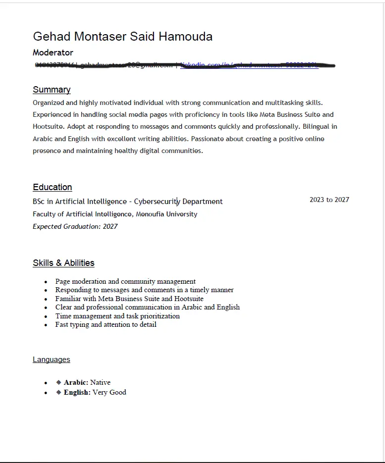 عمل سيره ذاتيه احترافيه