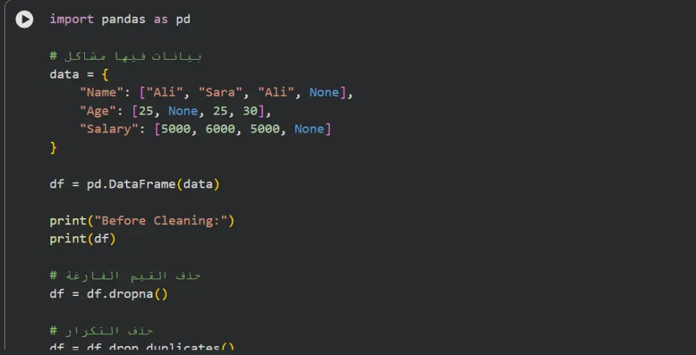 تنظيف وتجهيز البيانات باستخدام بايثون