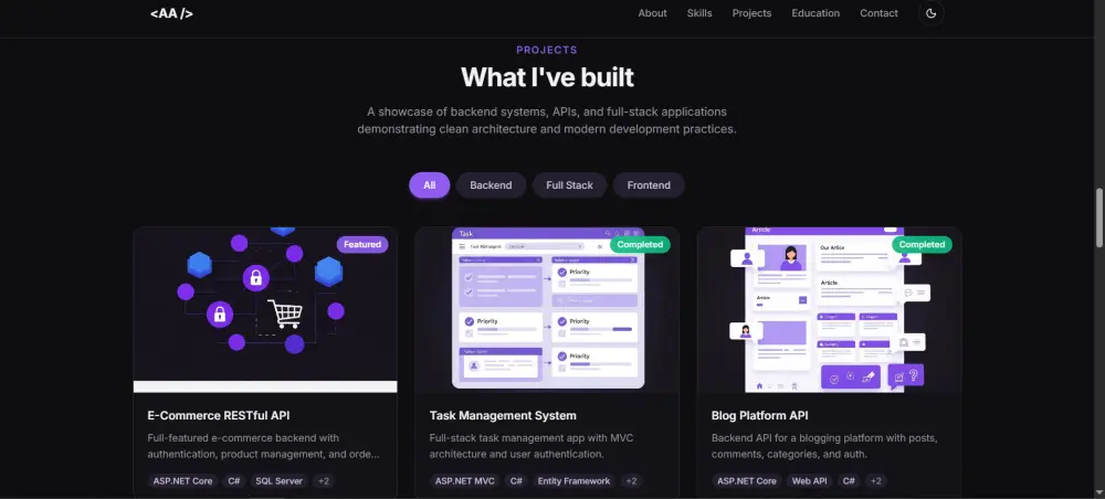 تصميم موقع بورتفوليو احترافي