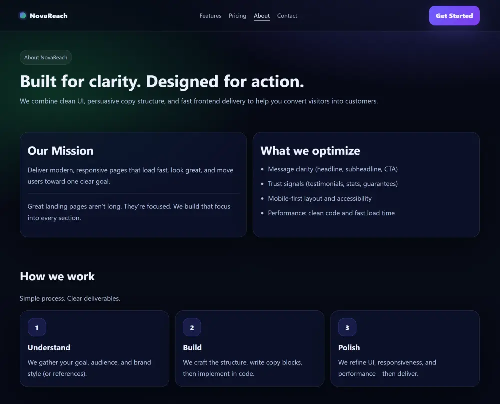 سأصمم Landing Page حديثة وسريعة ومتوافقة مع جميع الشاشات