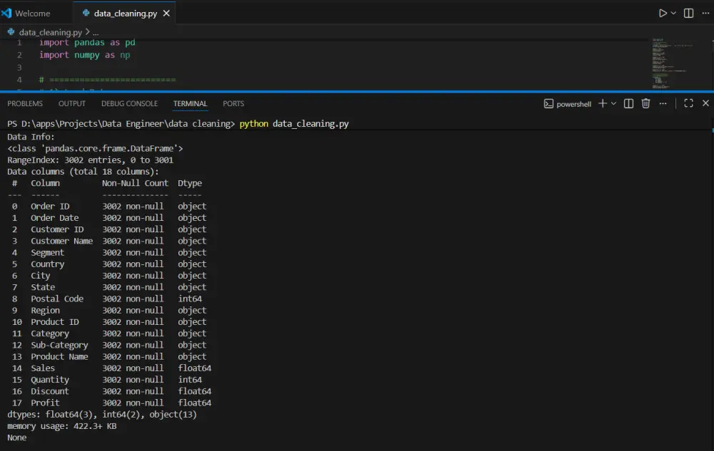 Data Cleaning and processing