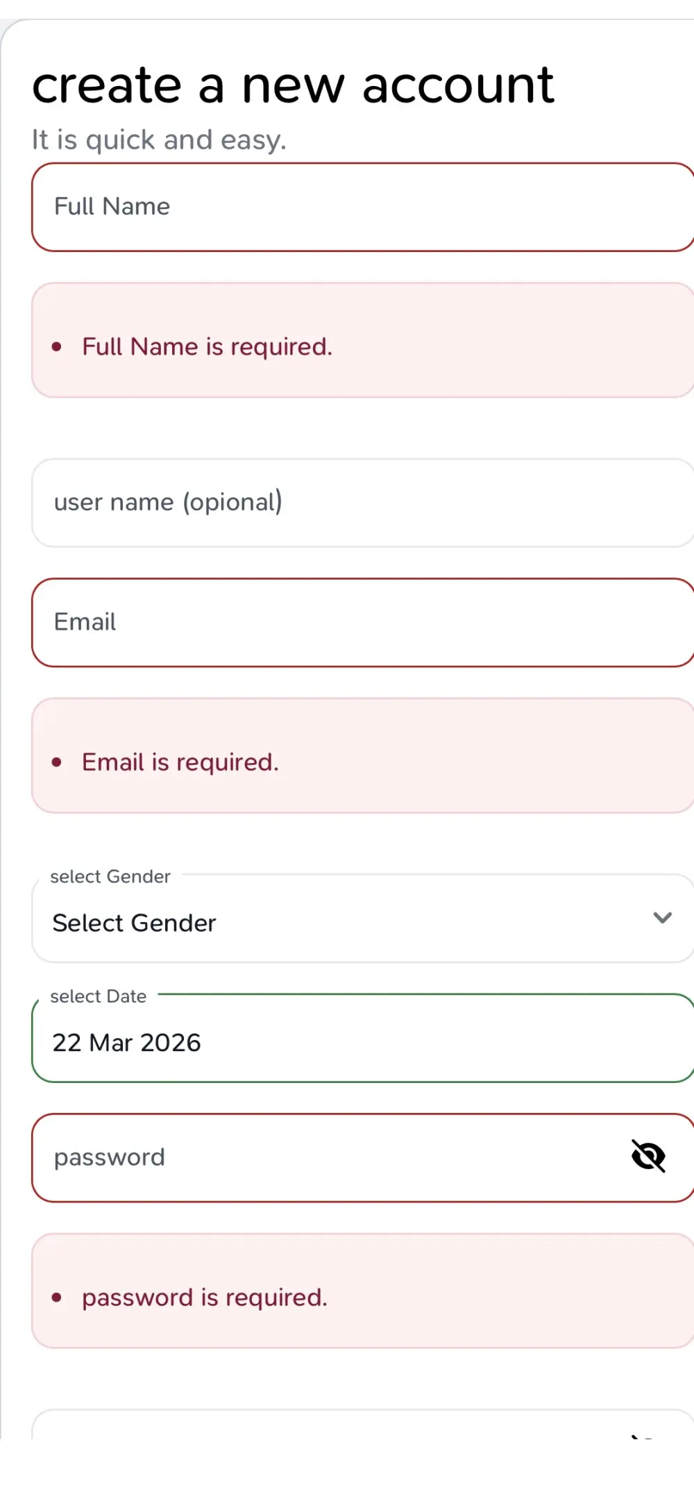 برمجة واجهات تسجيل الدخول وإنشاء الحساب (Login/Register) .