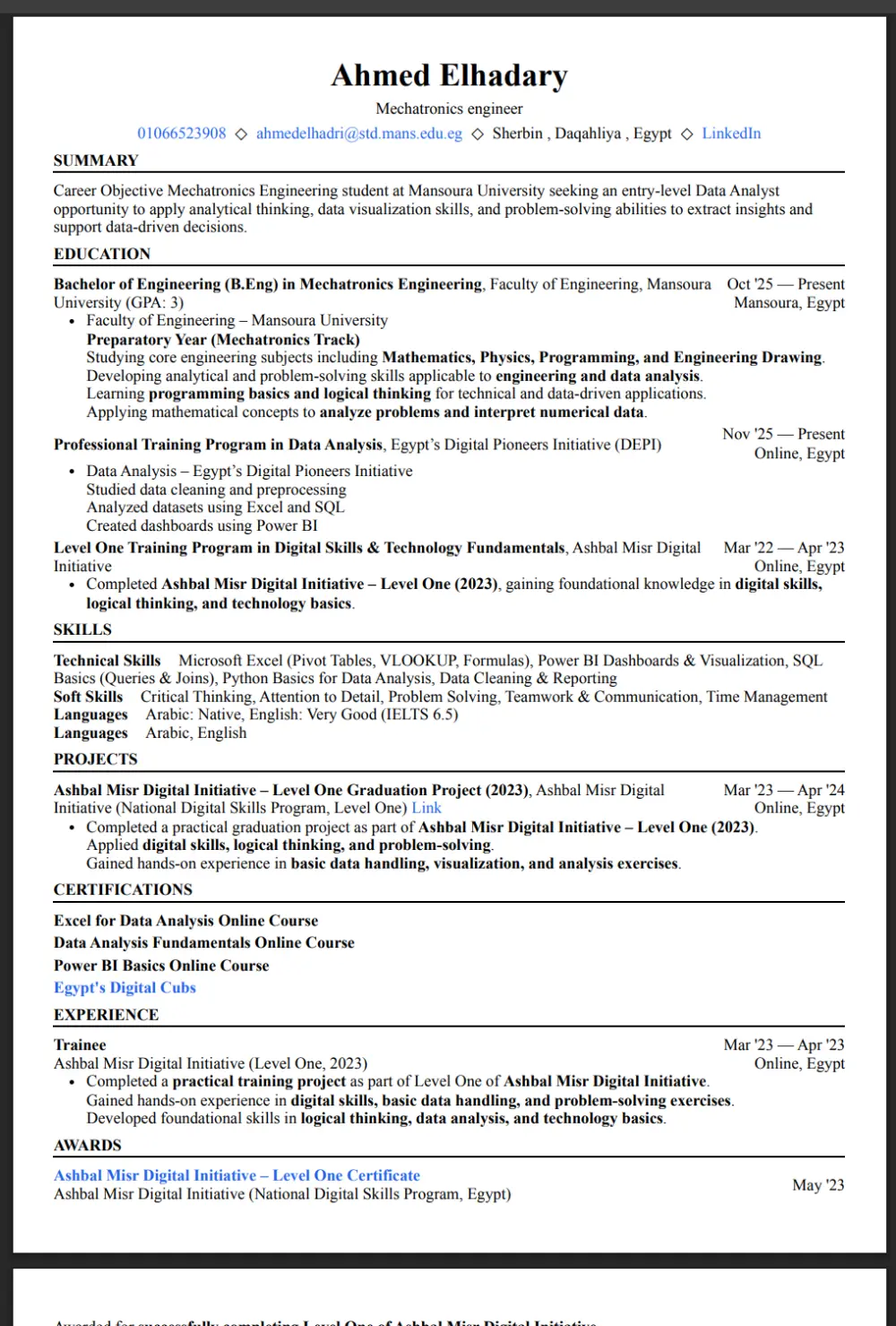 تصميم وكتابة CV احترافي ATS + تحسين السيرة الذاتية