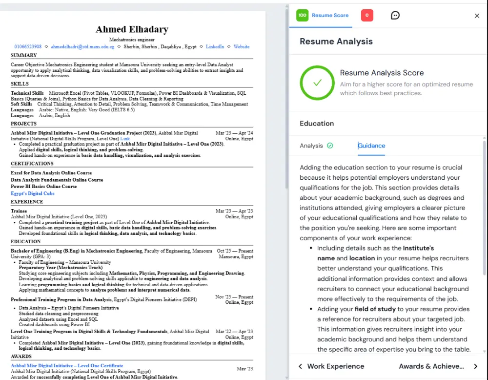 تصميم وكتابة CV احترافي ATS + تحسين السيرة الذاتية