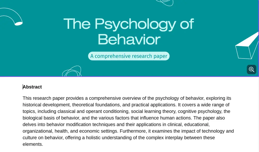 research by using canva about  the psychology of behavior  12 pages