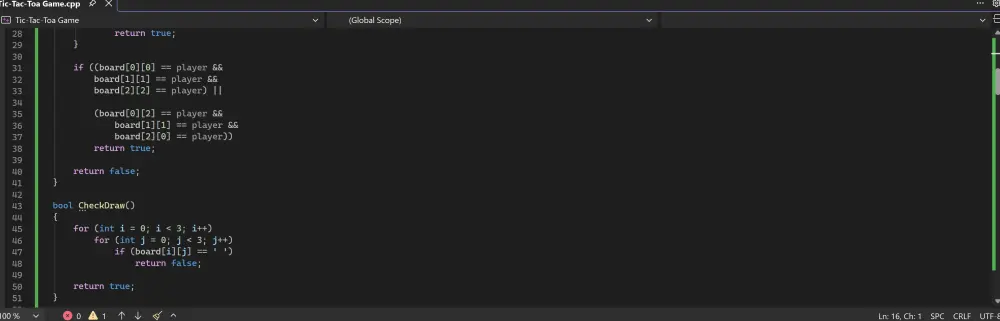 سأقوم بتطوير لعبة Tic-Tac-Toe بلغة C++ مع واجهة رسومية باستخدام Windows API