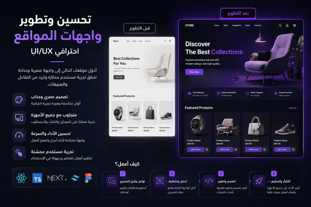 تحسين وتطوير واجهة موقعك (UI/UX) بشكل احترافي