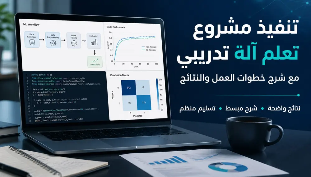 تنفيذ مشروع تعلم آلة تدريبي مع شرح خطوات العمل والنتائج