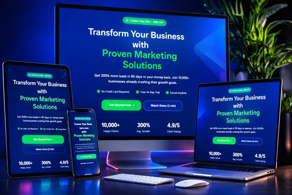 تصميم وبرمجة Landing Page احترافية متجاوبة مع جميع الأجهزة