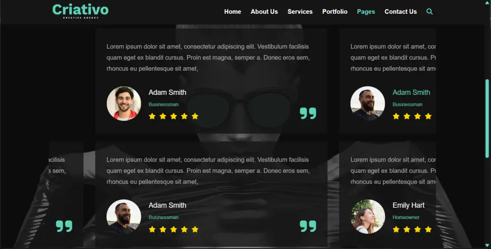 برمجة موقع إبداعي متكامل (Multi-Page) متجاوب تماماً بـ 10 صفحات مختلفة.