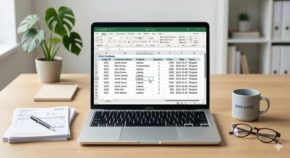 إدخال بيانات إلى ملف excel حتى 200 صف