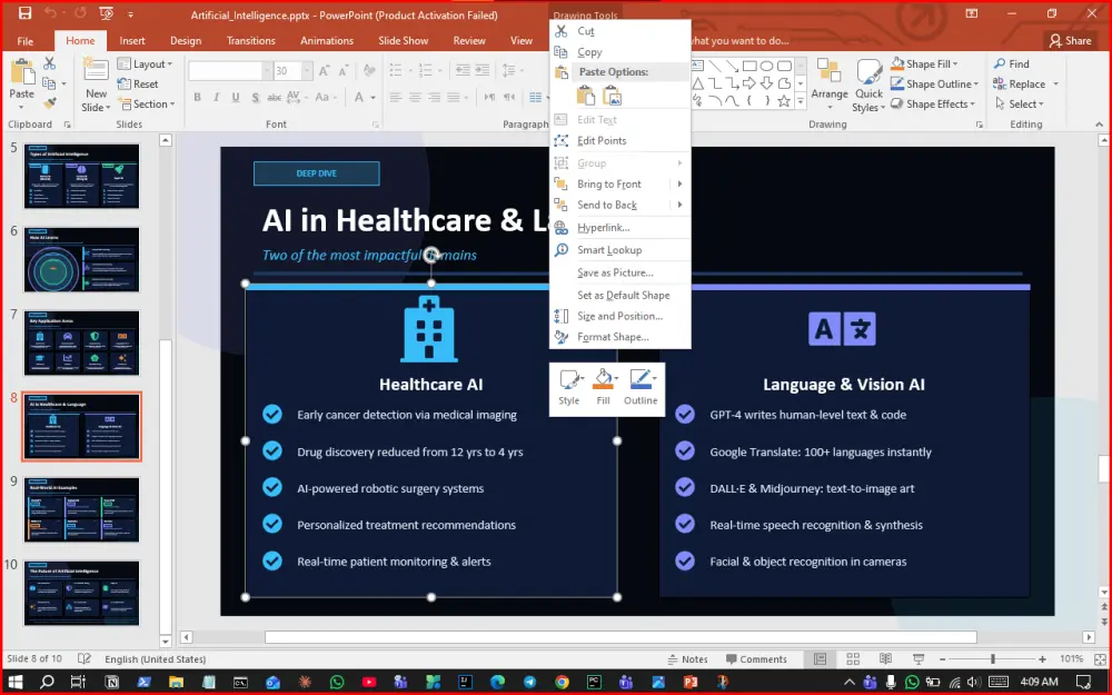 إنشاء عروض تقديمية power point