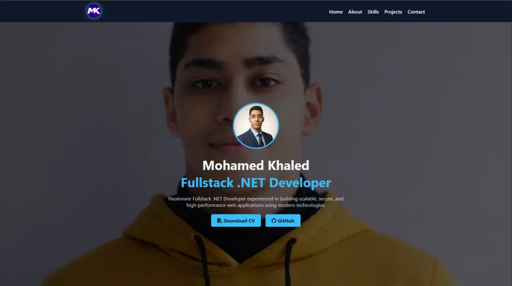 تصميم وتطوير موقع Personal Portfolio احترافي لعرض أعمالك بعدد صفحات 5 وهم Home, About, Skills, Projects, Contact