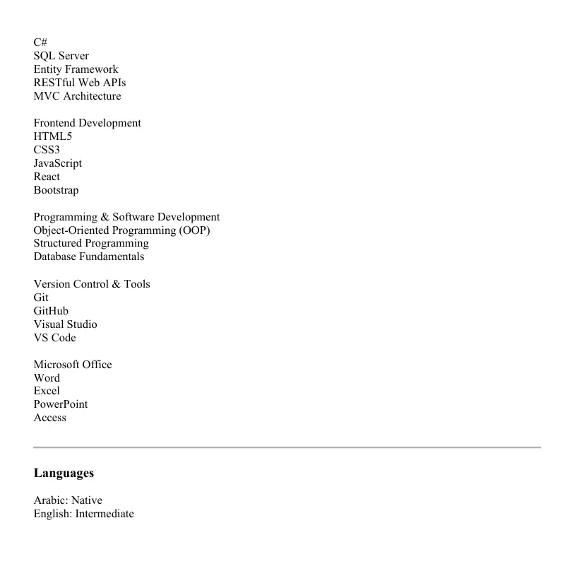 سأقدم لك سيرة ذاتية بنظام ATS تشمل: ✅ تحليل الوظيفة واستخراج الكلمات المفتاحية. ✅ هيكل آمن بدون جداول أو صور. ✅ صياغة إنجازاتك بأرقام. ✅ اختبار الملف لضمان قراءته آلياً. ✅ تسليم بصيغة PDF أو Word جاهز للاستخدام.