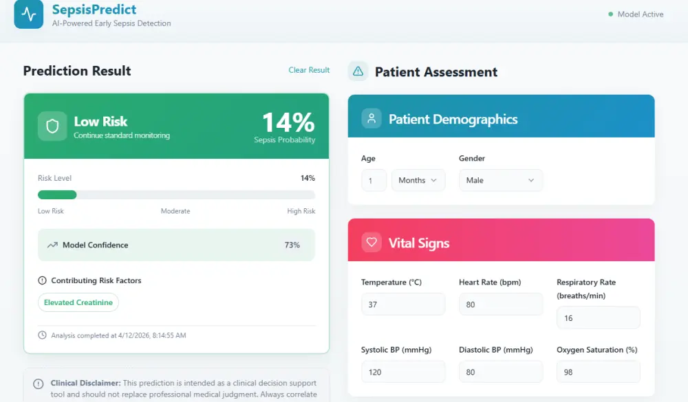 نموزج ذكاء اصطناعي لاكتشاف تسمم الدم للاطفال حديثي الولادة