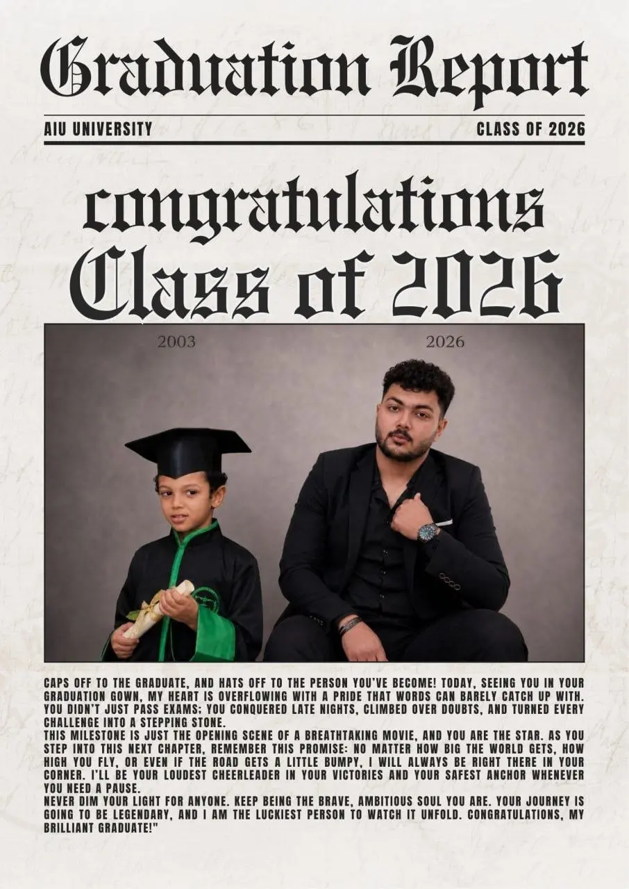 تصميم جريدة تخرج (Graduation Newspaper) مخصصة ومبتكرة بدقة عالية.