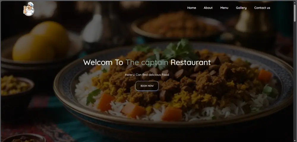موقع ويب لصفحة مطعم الكابتن