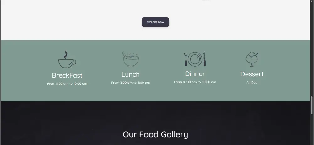 موقع ويب لصفحة مطعم الكابتن