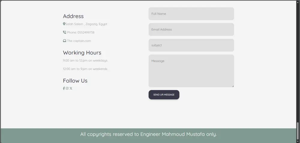 موقع ويب لصفحة مطعم الكابتن