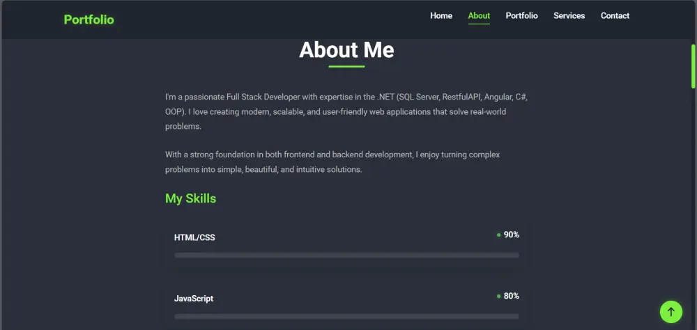 صفحة portofolio باستخدام frontend