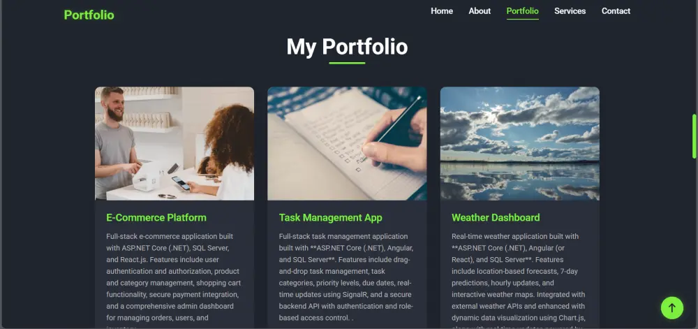 صفحة portofolio باستخدام frontend