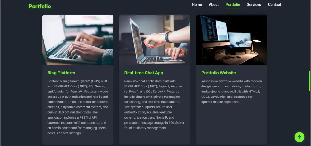 صفحة portofolio باستخدام frontend