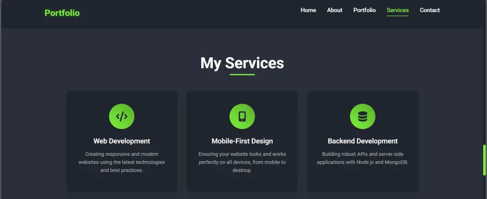 صفحة portofolio باستخدام frontend