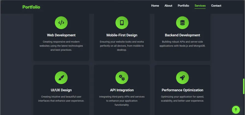 صفحة portofolio باستخدام frontend