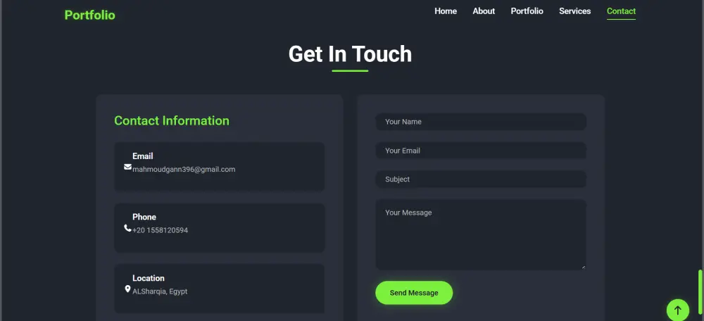 صفحة portofolio باستخدام frontend
