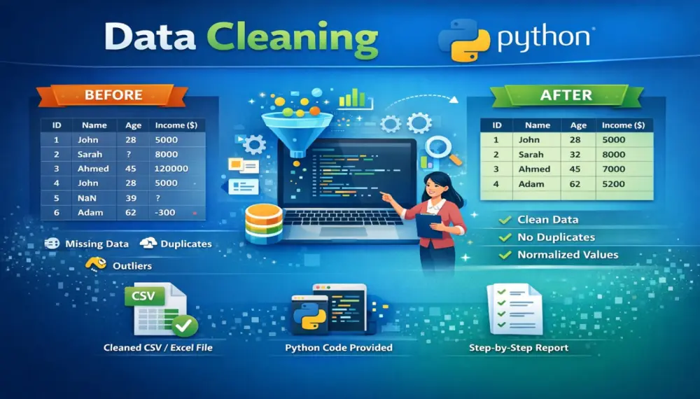 أقوم بتنظيف ومعالجة البيانات (Data Preprocessing) باستخدام Python باحترافية