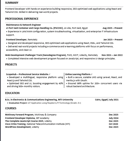 كتابة وتصميم سيرة ذاتية CV احترافية بنظام الـ ATS